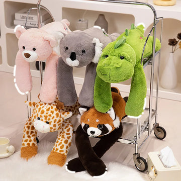 Long Arm Plush Pillow 50–65cm – Weighted Hug Stuffed Animal (Raccoon, Koala, Sloth, Dinosaur)