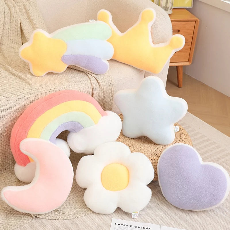 Cute Moon Star Rainbow Plush Pillows – Soft Cartoon Stuffed Cushion for Home Décor & Gifts