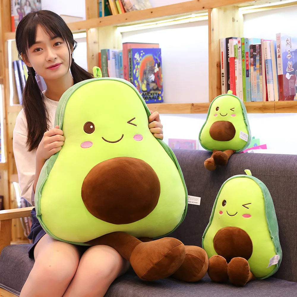 Cute Avocado Plush Toy Pillow – Kawaii Soft Stuffed Fruit Doll for Kids