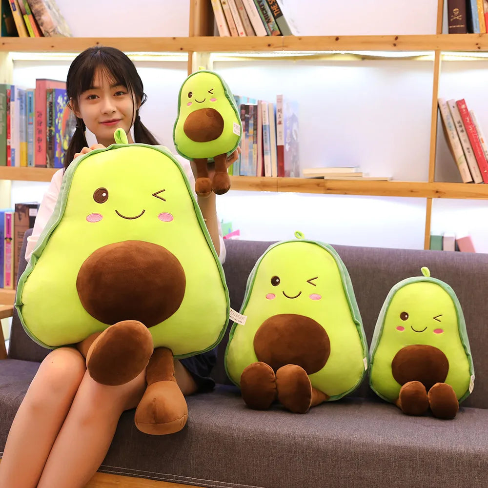Cute Avocado Plush Toy Pillow – Kawaii Soft Stuffed Fruit Doll for Kids