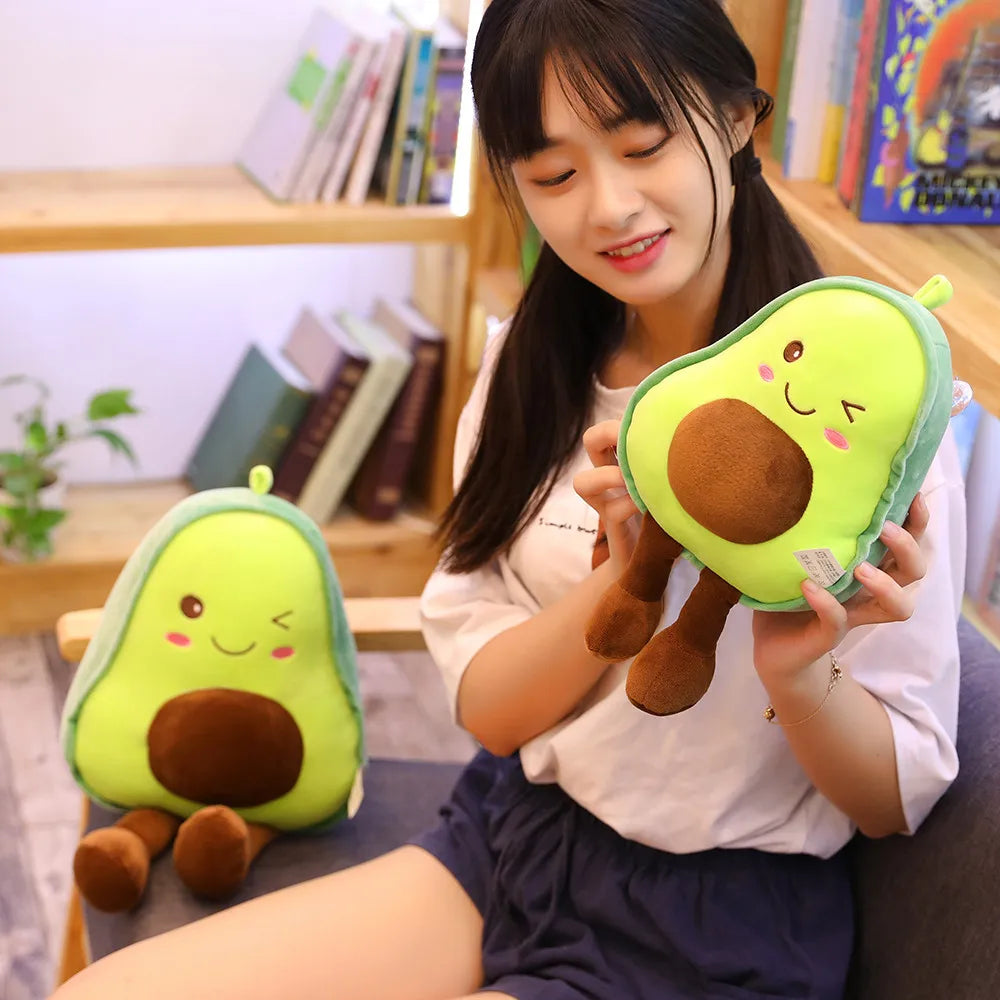 Cute Avocado Plush Toy Pillow – Kawaii Soft Stuffed Fruit Doll for Kids