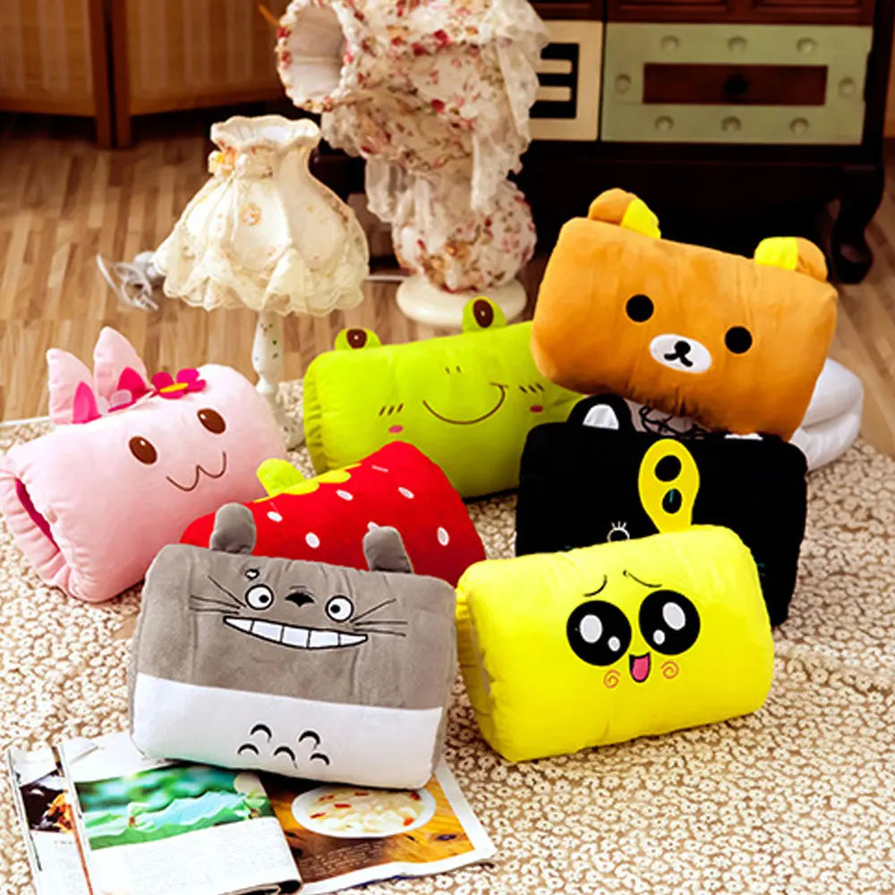 Bear Plush Hand Warmer Pillow – Cute Cartoon Nap Cushion with Cozy Hand Warmer Gloves