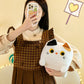 25cm Square Cat Plush Toy – Cute Kawaii Black Kitten Soft Fluffy Cube Pillow Cushion