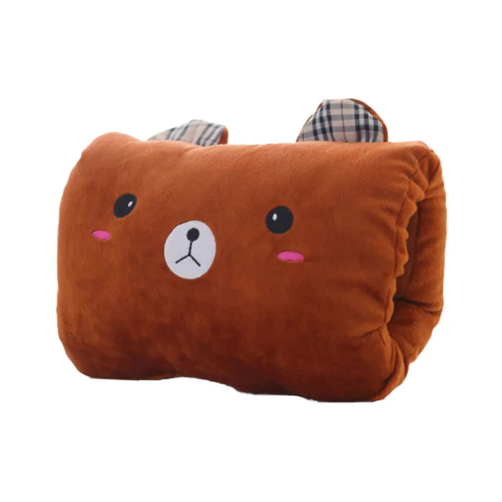 Bear Plush Hand Warmer Pillow – Cute Cartoon Nap Cushion with Cozy Hand Warmer Gloves