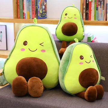 Cute Avocado Plush Toy Pillow – Kawaii Soft Stuffed Fruit Doll for Kids