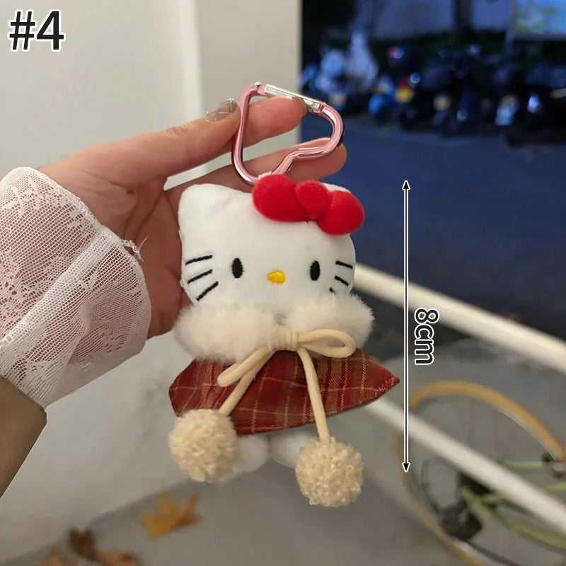 Winter Kitty Plush Keychain – Cute Scarf Cat Pendant, Soft Bag Charm & Car Decoration Gift