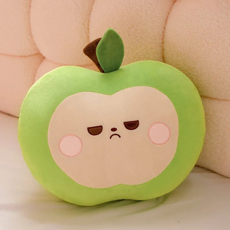 Cute Apple Plush Pillow – Soft Red & Green Fruit Stuffed Toy, Squishy Huggable Cushion Gift