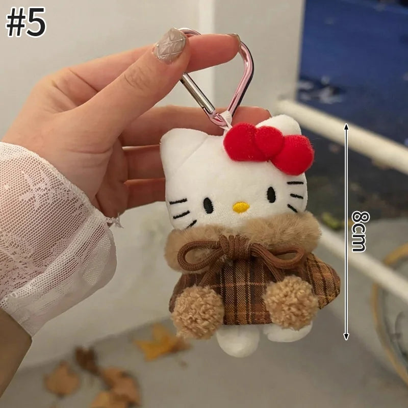 Winter Kitty Plush Keychain – Cute Scarf Cat Pendant, Soft Bag Charm & Car Decoration Gift