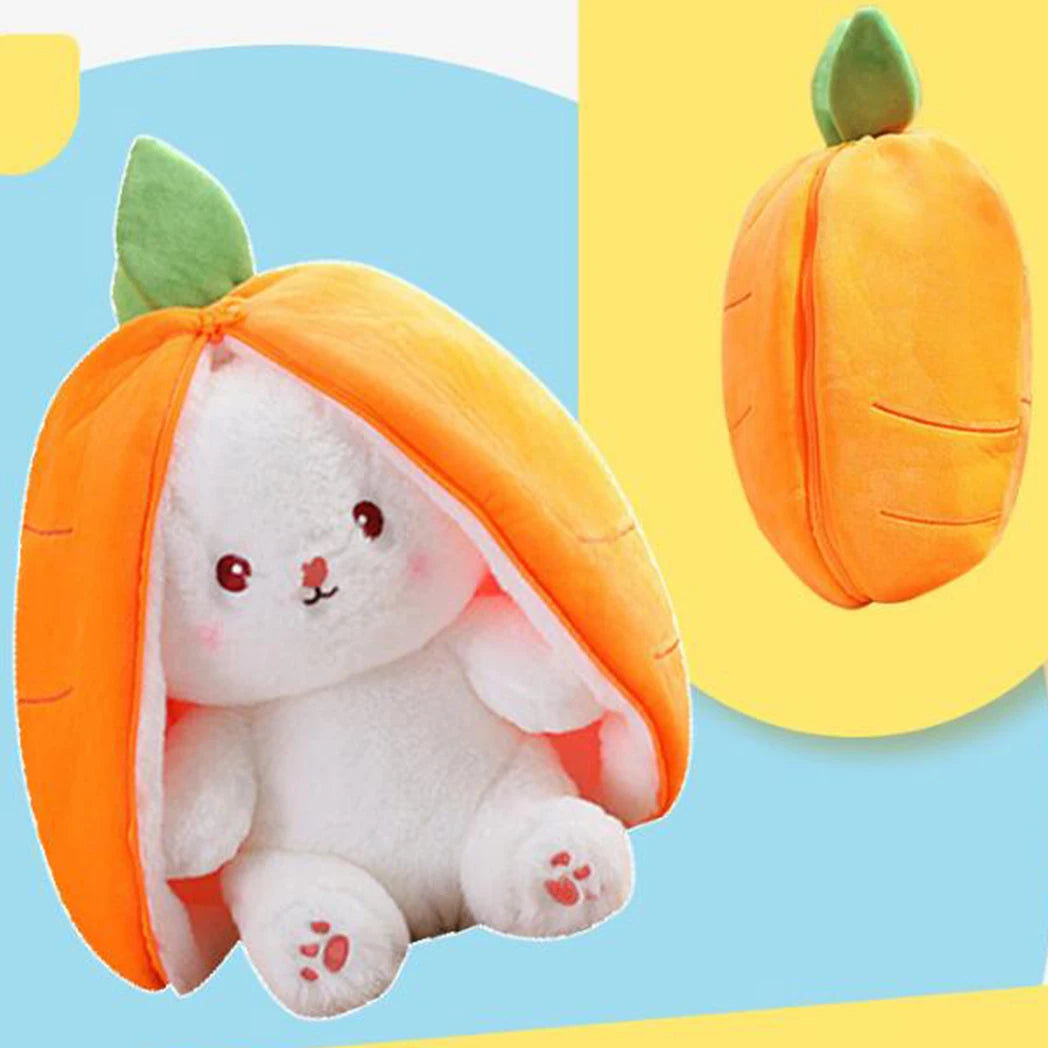 Cute Bunny Plush Toy 18–35cm – Kawaii Strawberry & Carrot Rabbit Soft Stuffed Sleeping Companion