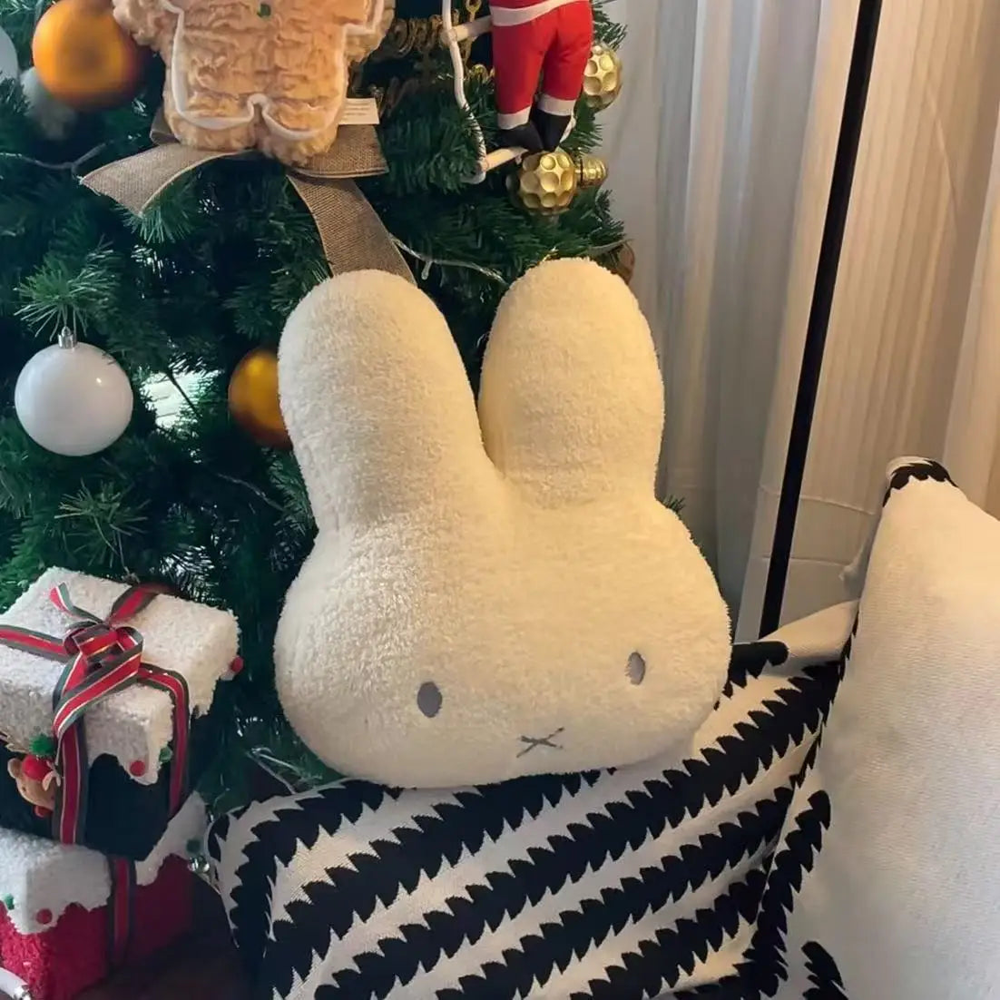 Kawaii Miffy Plush Pillow – Cute Soft Stuffed Bunny Doll Cushion for Sofa, Kids Gift Toy