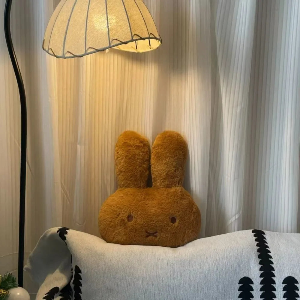 Kawaii Miffy Plush Pillow – Cute Soft Stuffed Bunny Doll Cushion for Sofa, Kids Gift Toy