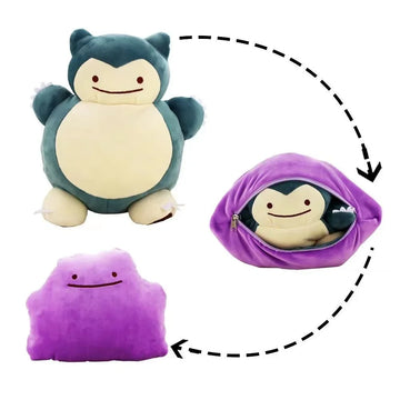 20cm Reversible Pokémon Plush Pillow – Ditto Transform Snorlax Soft Stuffed Cushion Toy